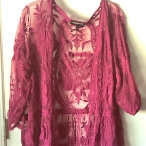 Dress up your look.  Lacy long kimono/duster.